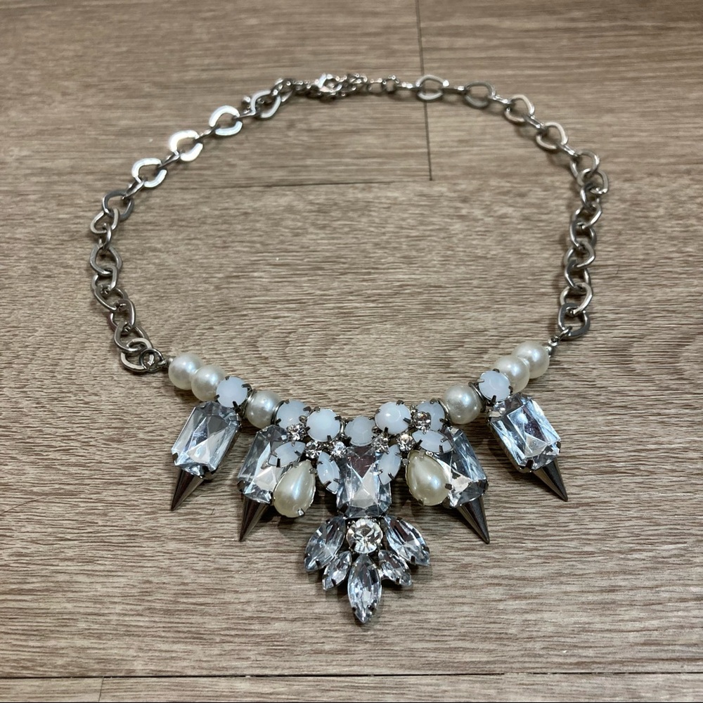 Charlotte Russe Pearl and Rhinestone Statement Necklace